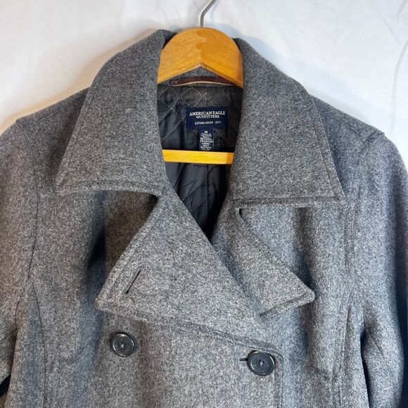American Eagle Outfitters 80% Wool Peacoat Gray Classic Chic Size Medium Dressy - Picture 3 of 9